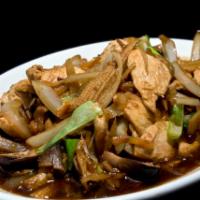 Chicken Cashew · Sliced chicken, cashew nuts, bell peppers, dry chili and onions, stir-fried in a light brown...