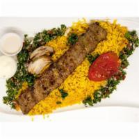 Kifta Kabob (Minced Lamb/Beef) Platter · Minced​ lamb and beef kabobs marinated with chopped onions, cilantro, and combined with a ri...