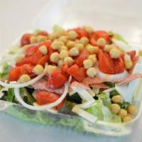 Gluten Free Italian Salad ·  Salami, Pepperoni, Swiss and Provolone Cheese, Garbanzo Beans, Roasted Red Pepper, Onions, ...