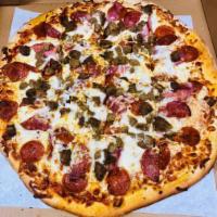 Meat Lovers Pizza · Pepperoni, Canadian bacon, salami, sausage and meatball.