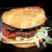 Double Burger · Juicy  patties grilled to perfection and placed on a soft, toasted sesame seed bun.
