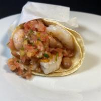 Regular Prawn Taco · Sauteed prawns (in 2 corn tortillas) and salsa fresca.