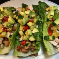  Lettuce Tacos · Three lettuce tacos, meat of your choice with whole pinto beans, veggies, and avocado.