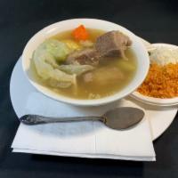 Caldo de Res · Beef stew, made daily. Comes with chayote, carrots, zucchini. Served with 4 corn or 3 flour ...