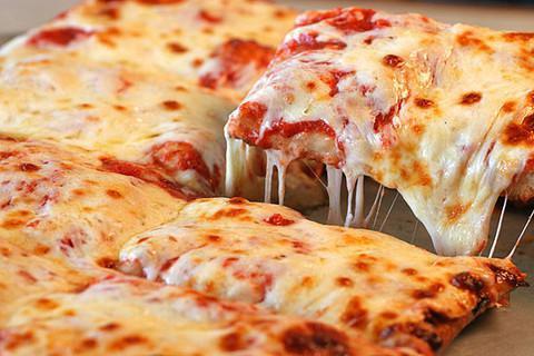 Sicilian White Pizza · Sauce is on the bottom and cheese is on the top. 