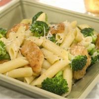 Penne pasta broccoli and grill chicken  · Garlic and oil 