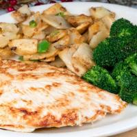 Chicken Breast Delight · Chicken breast, country potatoes and fresh broccoli.