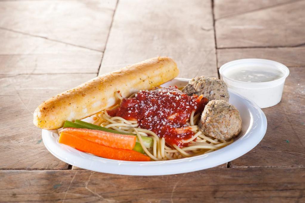 Kids Spaghetti · Served with our homemade marinara, Alfredo or butter sauce, and garlic stix. Add meatballs for an extra charge.