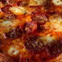 Pepperoni pizza · Tomato, mozzarella cheese, basil