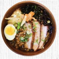 R5. Spicy Miso Ramen · Special miso pork broth, thin noodles topped with spicy seasoning ground pork, pork belly ch...