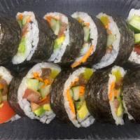 Vegetarian Maki · Cucumber, Avacado, Lettuce, Kanpyo, Shinko, Carrot, Tomato and Mayo