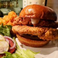 Fried Chicken Sandwich  · All-natural chicken breast tenders breaded to order and fried crispy, topped with cayenne ho...