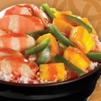 Sweet and Sour Bowl · Chicken breast, wok-seared green peppers and pineapple, white rice and tangy sweet and sour ...