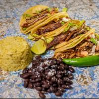 4. Four Street Tacos Combo · Comes with only 2 choice of meat, beans and rice.
Only :
Pastor
Asada
Carnitas
Chicken chipo...