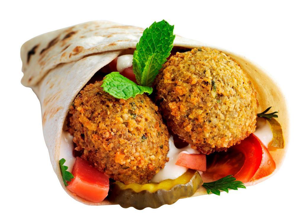 Falafel Sandwich · falafel on pita bred with salad and your choice of sauce 