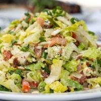 Cobb Salad · Diced chicken, lettuce, tomatoes, bacon, egg, bleu cheese crumbles, avocado, scallions, crea...