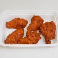 6 Piece Wings · Freshly fried chicken wings with your choice of our homemade sauce (Buffalo, Honey BBQ, Smok...