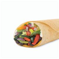 Veggie Burrito · Roasted veggies, your choice of black or beans, cheese, lettuce, pico, and sour cream.