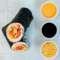 Create Your Own Poke Burrito · Rice and seaweed wrap with 2 proteins. 