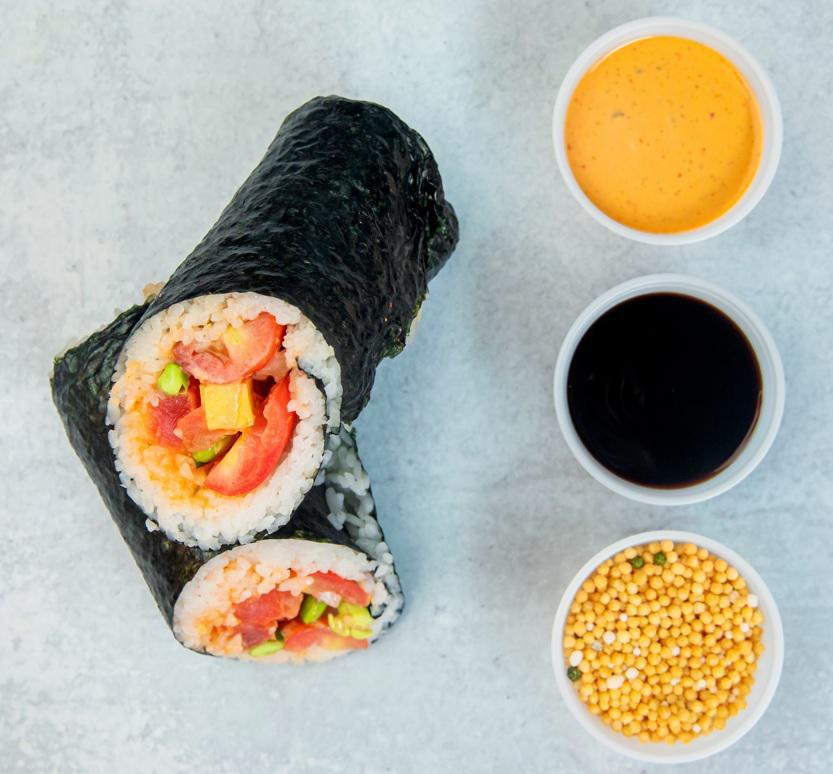Create Your Own Poke Burrito · Customize your own sushi burrito with 2 proteins- add as many toppings as you like, mix it with the sauces of your choice at the end add some crunch to get the perfect bowl.