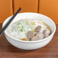 19. Rice Noodle Soup with Beef Balls · Savory light broth with rice noodles and beef. 