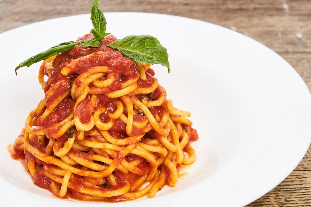 Spaghetti · San Marzano tomato sauce.