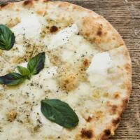 Pizza Quattro Formaggi · Gorgonzola cheese, mozzarella, ricotta, Pecorino Romano.