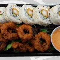 Ika Ring Combo · Ika Rings with our spicy wasabi mayo sauce and 4 piece Tempura Makimono.