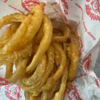 Our Famous Rings · They're dipped in our secret batter. Cooked in cholesterol-free peanut oil. 