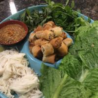 Vietnamese EggRoll Combo · Vietnamese eggroll, lettuce, mint, cilantro, noodle, crush peanut and fish sauce