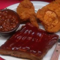 HAABs Indoor Picnic · w/ fried chicken, bbq ribs, baked beans and coleslaw