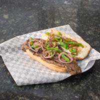 New York Steak Sandwich · Premium New York cut steak, mozzarella cheese, grilled onions and special sauce.