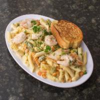 Pasta · Mixed pasta with Parmesan cheese. Vegetables and a choice of red or white sauce.