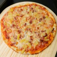 THE MAUI PIZZA · Imported Italian pancetta, fresh maui pineapples, mozzarella cheese, our signature tomato sa...