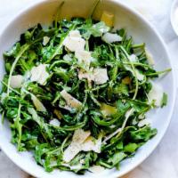 BF ARUGULA SALAD · ORGANIC BABY ARUGULA WITH SHAVED PARMESAN CHEESE, EXTRA VIRGIN OLIVE OIL AND LEMON