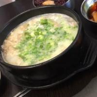 Ox Knee Soup(도가니탕) · Comes with (1) rice and side dishes.