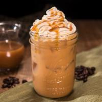 Iced Caramel Macchiato · Espresso, caramel and milk blended and topped with whipped cream and more caramel. See our d...