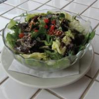 3 Leaf Salad · Red leaf, boston lettuce and arugula with house shallot vinaigrette.