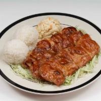 Hawaiian BBQ Chicken Plate · Grilled boneless chicken, marinated in our special L & L Hawaiian BBQ sauce. Served with ric...