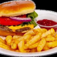 Hamburger Combo · Made with chipotle dressing lettuce, tomato and onion. Served with fries and your choice of ...