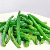 Sautéed String Bean · Served with white rice on the side