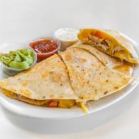 Cheese and Tomato Quesadilla · Served with salsa, sour cream and guacamole.