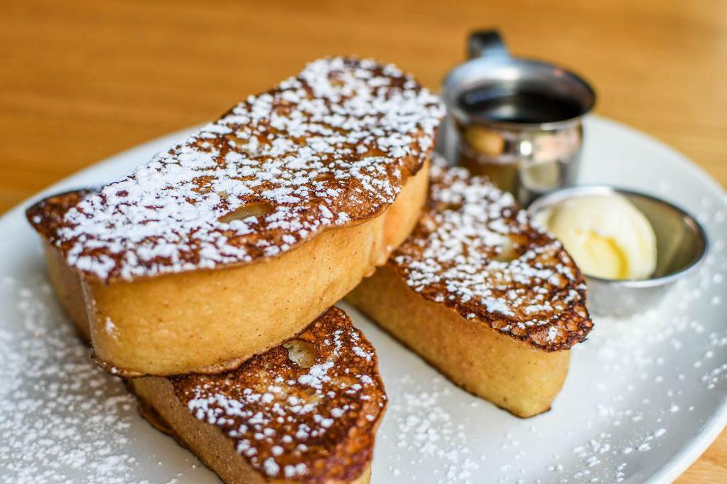 French Toast · egg dipped ciabatta, whipped butter