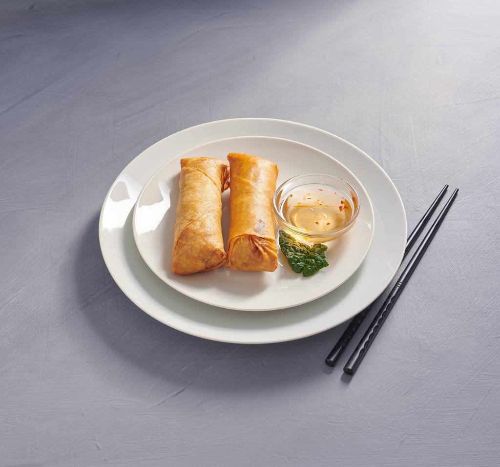D3. Two Piece Egg Roll · Deep fried egg rolls stuffed with vegetables and vermicelli noodles. Served with sweet and sour sauce.