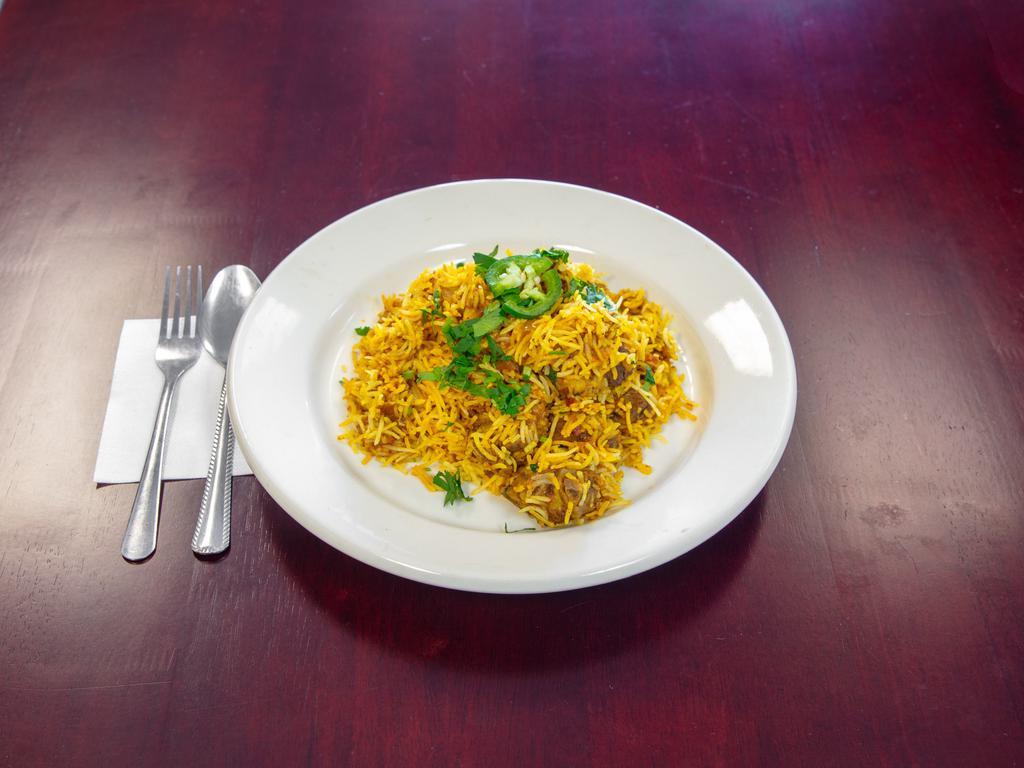 Mutton Biryani · Mutton cooked with homemade blend of spice with basmati.