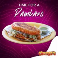 Pambazo · Chorizo and potatoes, lettuce, sour cream and queso fresco.
