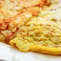 Detroit's Finest Signature Omelet · Ham, bacon, sausage, green pepper, onion, cheese.
