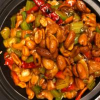 Kung Pao Chicken Dinner · Diced dark meat chicken, celery, peanuts and bell peppers. Served with choice of rice. Spicy.