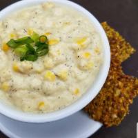 Corn Chowder Bowl · our hearty take on a new england favorite, done right, with almond cream.