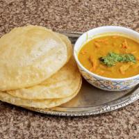 Aloo Poori · 2 pieces with potato curry.